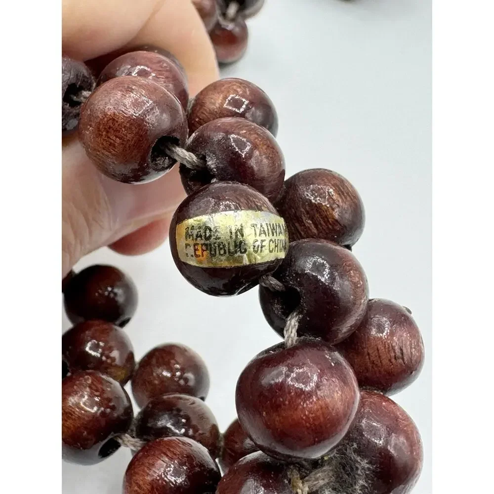 Set Of 6 Vintage MCM Napkin Rings / Holders Brown Wooden Beads